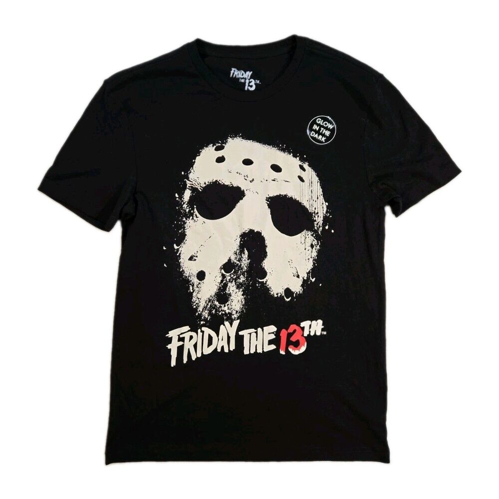 Friday The 13th Jason Voorhees Mask Graphic T Shirt Black Mens Small Horror